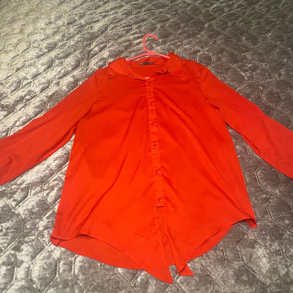 Red Button-down